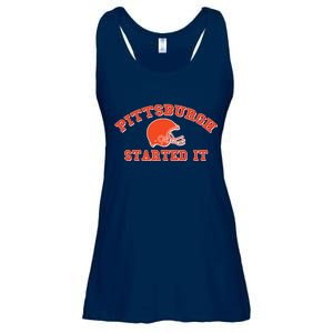 Pittsburgh Started It Football Ladies Essential Flowy Tank