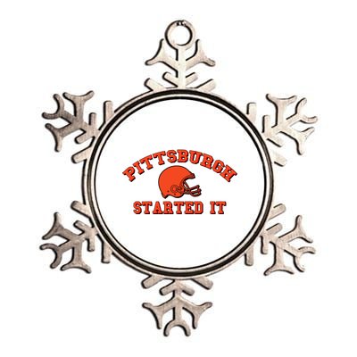 Pittsburgh Started It Football Metallic Star Ornament