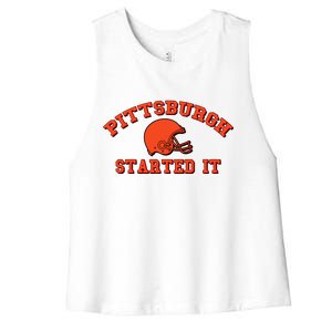 Pittsburgh Started It Football Women's Racerback Cropped Tank