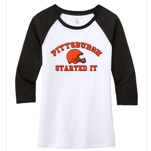 Pittsburgh Started It Football Women's Tri-Blend 3/4-Sleeve Raglan Shirt