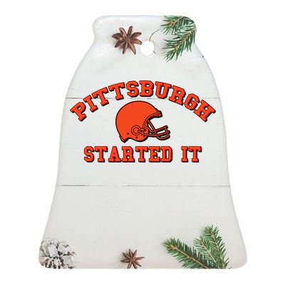 Pittsburgh Started It Football Ceramic Bell Ornament