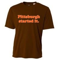 Pittsburgh Started It Funny Football Cooling Performance Crew T-Shirt