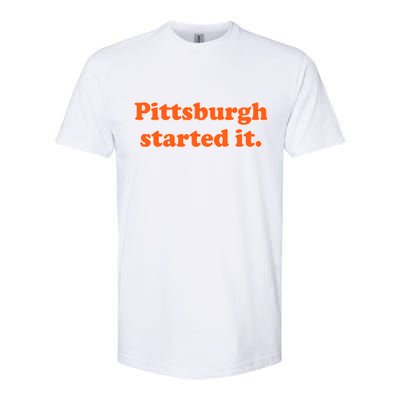 Pittsburgh Started It Funny Football Softstyle CVC T-Shirt