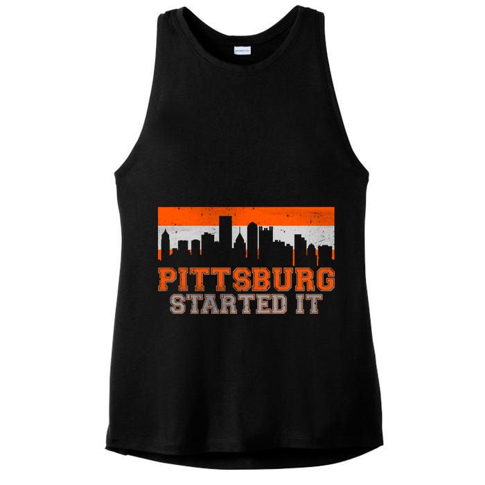 Pittsburgh Started It Skyline Ladies PosiCharge Tri-Blend Wicking Tank