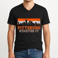 Pittsburgh Started It Skyline V-Neck T-Shirt