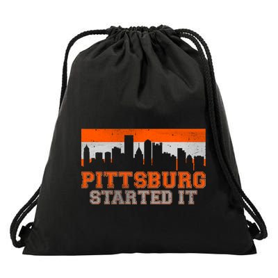 Pittsburgh Started It Skyline Drawstring Bag