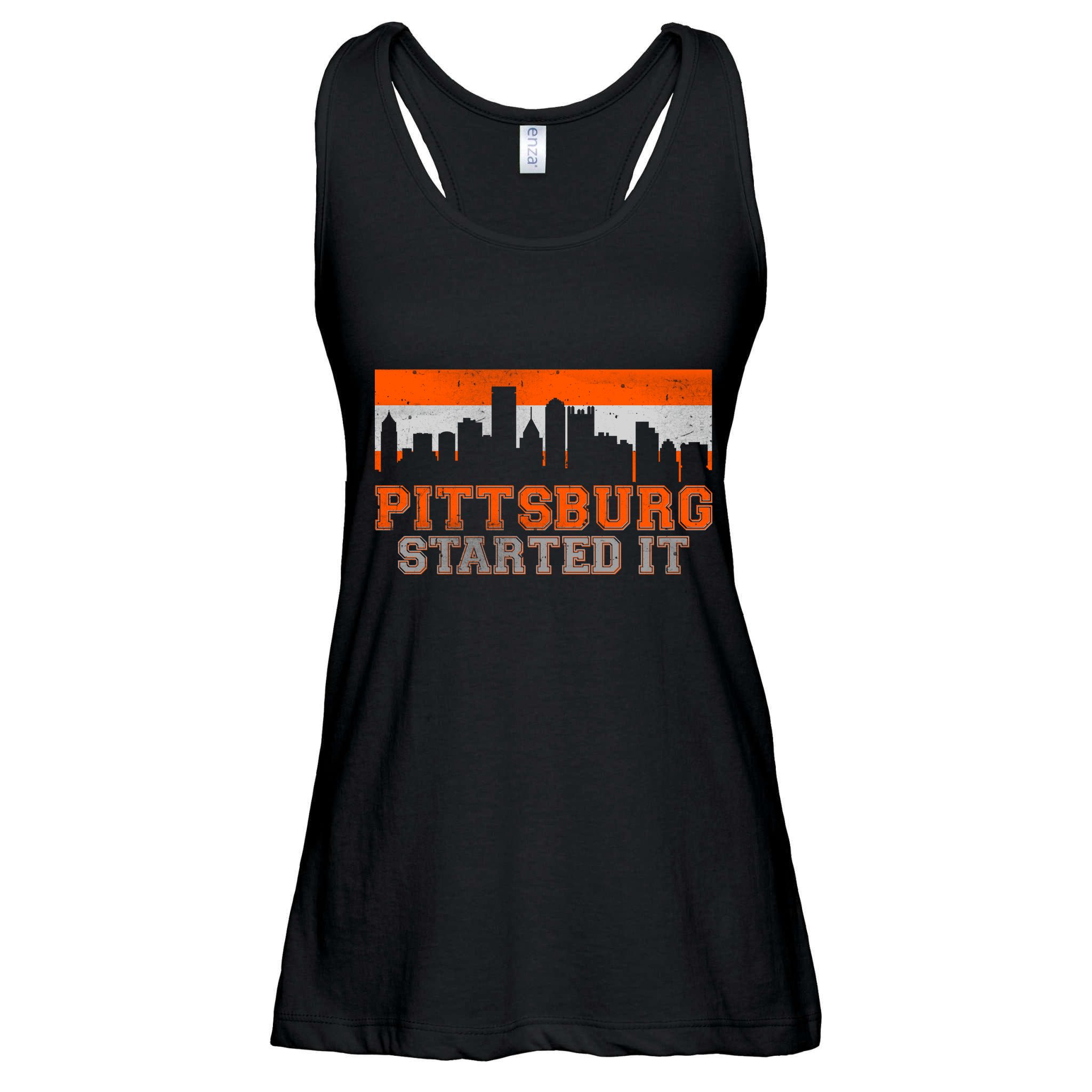 Pittsburgh Started It Skyline Ladies Essential Flowy Tank