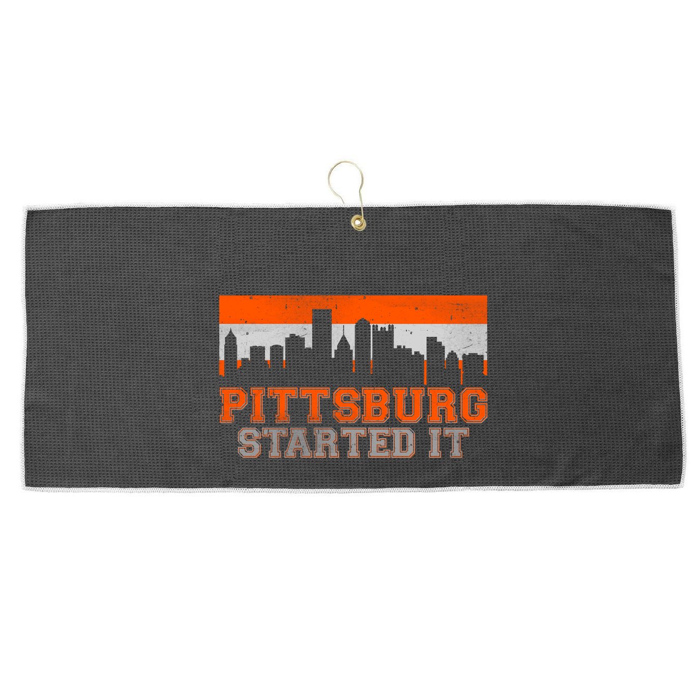 Pittsburgh Started It Skyline Large Microfiber Waffle Golf Towel