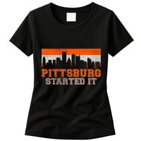 Pittsburgh Started It Skyline Womens T-Shirt