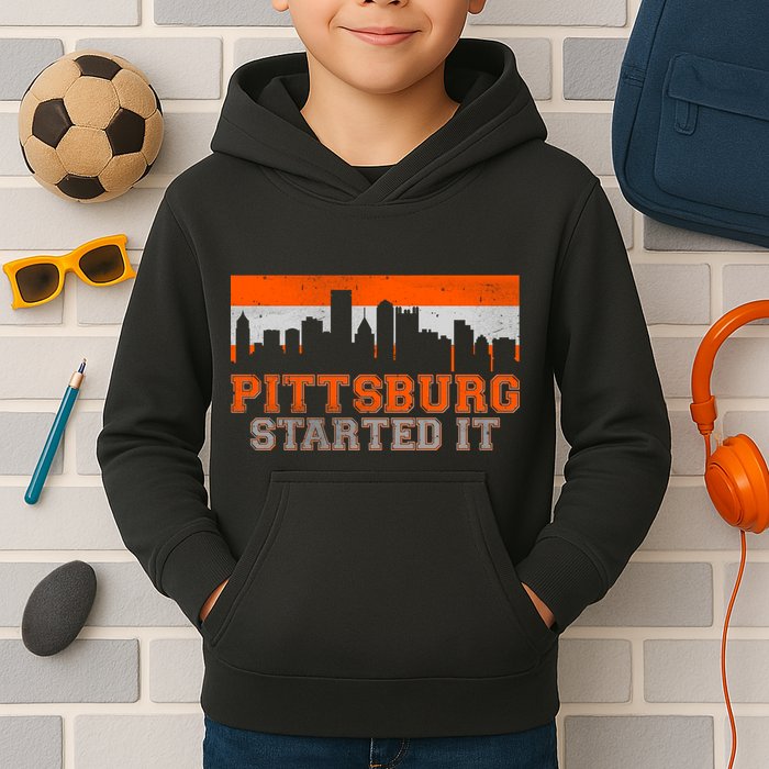 Pittsburgh Started It Skyline Kids Hoodie