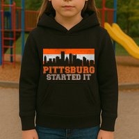 Pittsburgh Started It Skyline Kids Hoodie