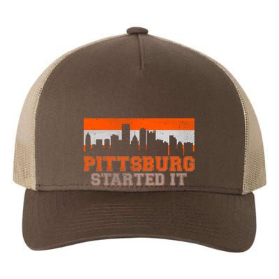 Pittsburgh Started It Skyline Yupoong Adult 5-Panel Trucker Hat