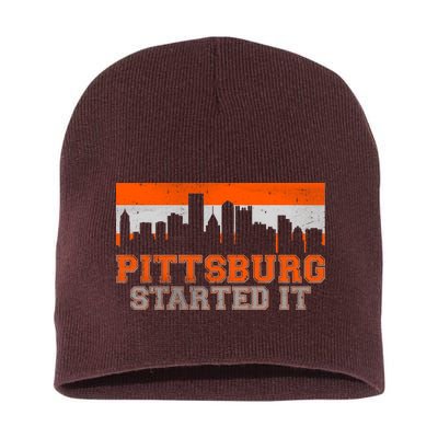 Pittsburgh Started It Skyline Short Acrylic Beanie