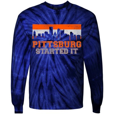 Pittsburgh Started It Skyline Tie-Dye Long Sleeve Shirt