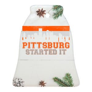 Pittsburgh Started It Skyline Ceramic Bell Ornament