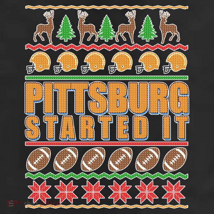 Pittsburgh Started It Ugly Christmas Sweater 7 Panel Mesh Trucker Snapback Hat