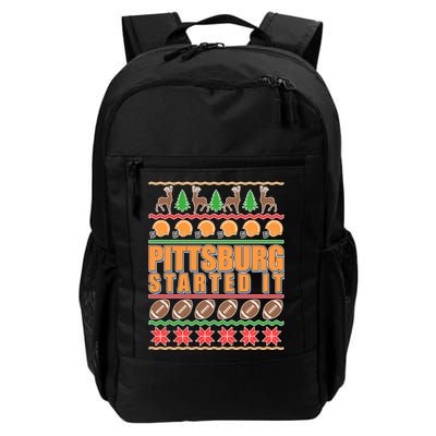 Pittsburgh Started It Ugly Christmas Sweater Daily Commute Backpack