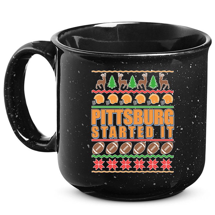 Pittsburgh Started It Ugly Christmas Sweater 15oz Campfire Ceramic Mug