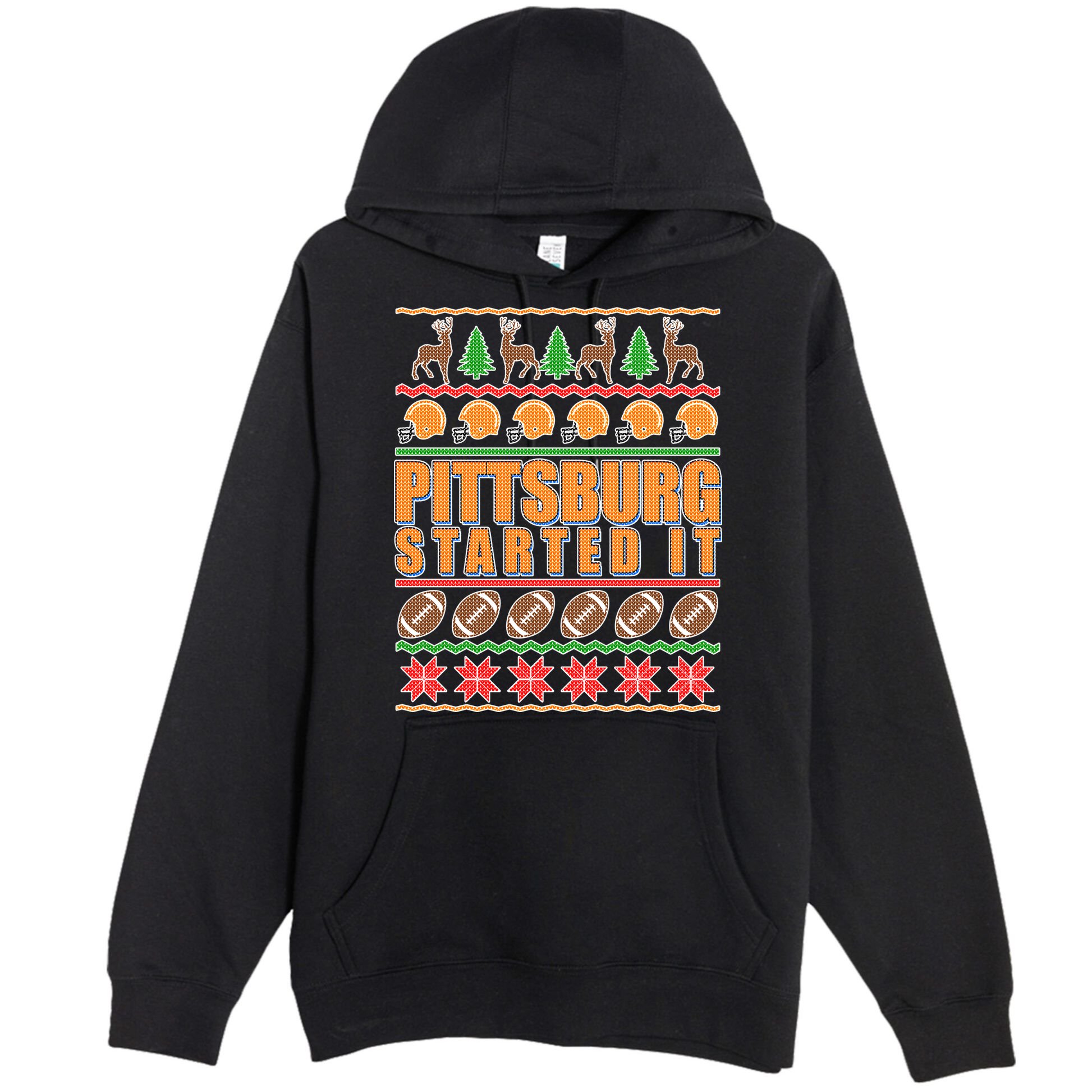 Pittsburgh Started It Ugly Christmas Sweater Premium Pullover Hoodie
