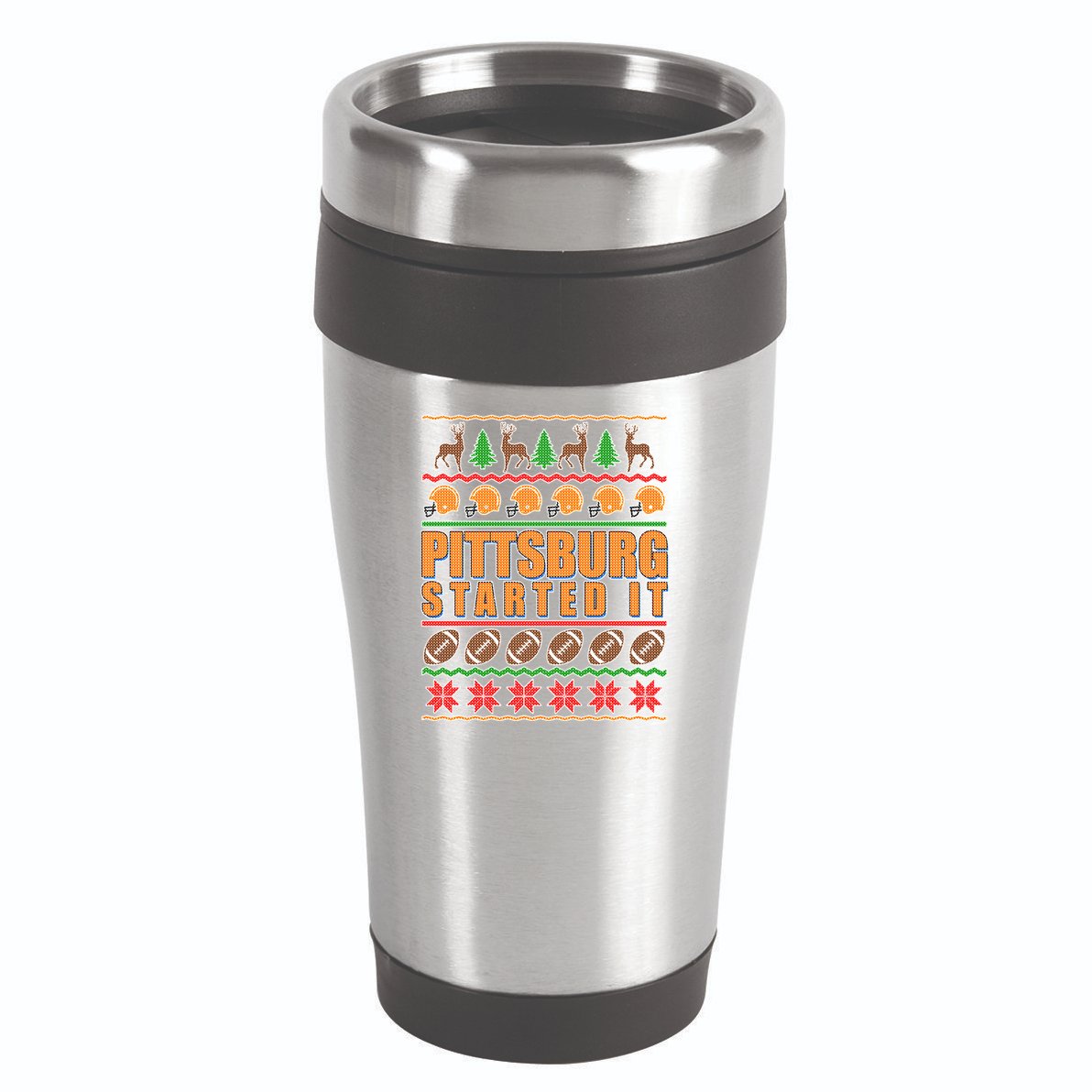 Pittsburgh Started It Ugly Christmas Sweater 16oz Travel Tumbler