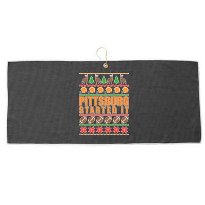 Pittsburgh Started It Ugly Christmas Sweater Large Microfiber Waffle Golf Towel