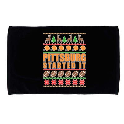 Pittsburgh Started It Ugly Christmas Sweater Microfiber Hand Towel