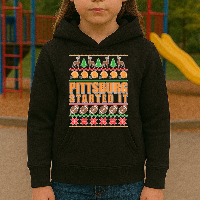 Pittsburgh Started It Ugly Christmas Sweater Kids Hoodie