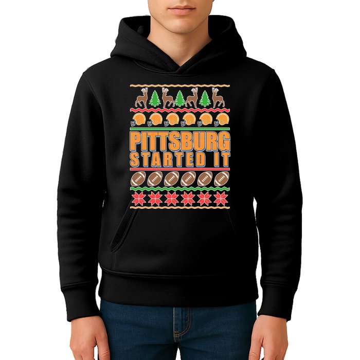 Pittsburgh Started It Ugly Christmas Sweater Kids Hoodie