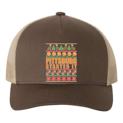 Pittsburgh Started It Ugly Christmas Sweater Yupoong Adult 5-Panel Trucker Hat