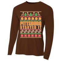 Pittsburgh Started It Ugly Christmas Sweater Cooling Performance Long Sleeve Crew