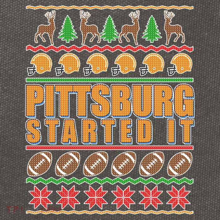 Pittsburgh Started It Ugly Christmas Sweater Cotton Canvas Backpack