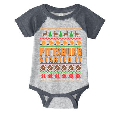 Pittsburgh Started It Ugly Christmas Sweater Infant Baby Jersey Bodysuit