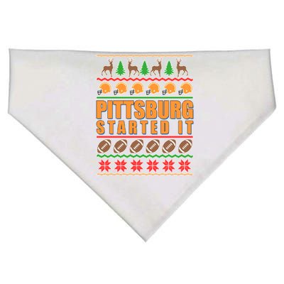 Pittsburgh Started It Ugly Christmas Sweater USA-Made Doggie Bandana