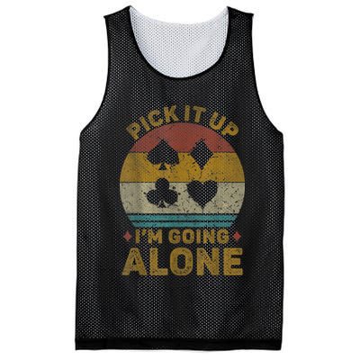 Pick It Up I'm Going Alone Funny Euchre Card Game Mesh Reversible Basketball Jersey Tank