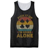 Pick It Up I'm Going Alone Funny Euchre Card Game Mesh Reversible Basketball Jersey Tank