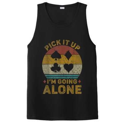 Pick It Up I'm Going Alone Funny Euchre Card Game PosiCharge Competitor Tank