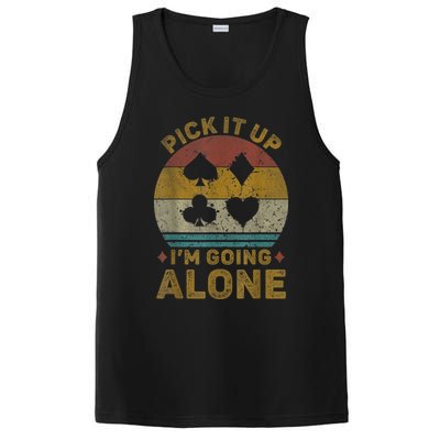 Pick It Up I'm Going Alone Funny Euchre Card Game PosiCharge Competitor Tank