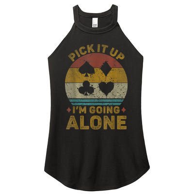 Pick It Up I'm Going Alone Funny Euchre Card Game Women's Perfect Tri Rocker Tank