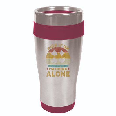 Pick It Up I'm Going Alone Funny Euchre Card Game 16oz Travel Tumbler