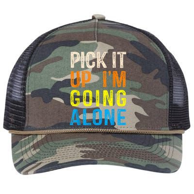 Pick It Up I’m Going Alone Funny Euchre Player Retro Rope Trucker Hat Cap