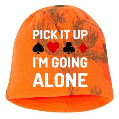 Pick It Up I'm Going Alone Euchre Gamers Funny Cool Kati - Camo Knit Beanie