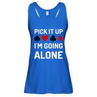 Pick It Up I'm Going Alone Euchre Gamers Funny Cool Ladies Essential Flowy Tank