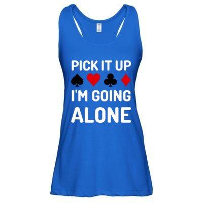 Pick It Up I'm Going Alone Euchre Gamers Funny Cool Ladies Essential Flowy Tank