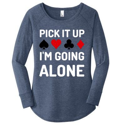 Pick It Up I'm Going Alone Euchre Gamers Funny Cool Women's Perfect Tri Tunic Long Sleeve Shirt