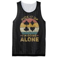 Pick It Up I'm Going Alone Vintage Euchre Card Game Mesh Reversible Basketball Jersey Tank