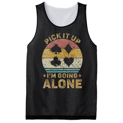 Pick It Up I'm Going Alone Vintage Euchre Card Game Mesh Reversible Basketball Jersey Tank