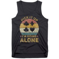 Pick It Up I'm Going Alone Vintage Euchre Card Game Tank Top