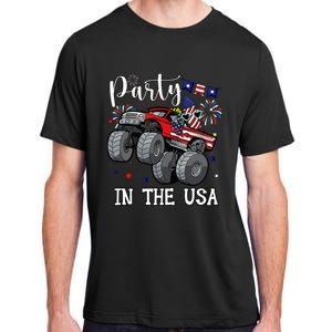 Party In Usa Monster Truck Us Flag Boy America Adult ChromaSoft Performance T-Shirt