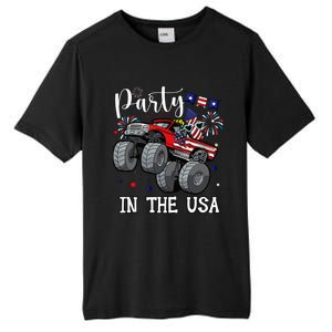 Party In Usa Monster Truck Us Flag Boy America Tall Fusion ChromaSoft Performance T-Shirt