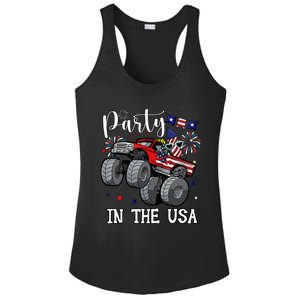 Party In Usa Monster Truck Us Flag Boy America Ladies PosiCharge Competitor Racerback Tank